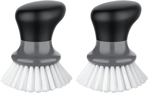 MR.SIGA Spülbürste mit ergonomischem Griff, Handflächenbürste für Geschirr, Töpfe, Pfannen zur Küchen Reinigung, Grau, 2 Stücke