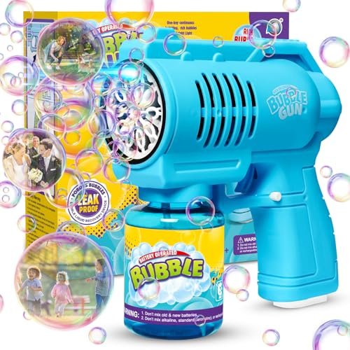 Bombble Automatische Seifenblasenpistole, Seifenblasenmaschine Gun Kinder 10000 Blasen/Min mit 130ML Seifenblasenlösung, Blasenspielzeug Geschenk für Kinder/Geburtstag/Party, Bubble Gun (Blue)