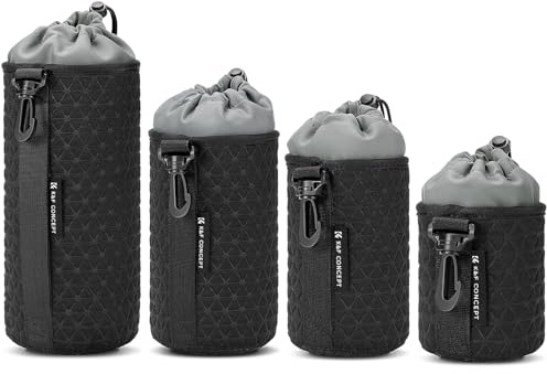 K&F CONCEPT Objektivtasche 4er-Set, Weiche Objektivbeutel in 4 Größen | für Kameraobjektive mit Kordelzug für Canon, Nikon, Sony, Fuji, Sigma, Geeignet für tägliche und professionelle Fotografie