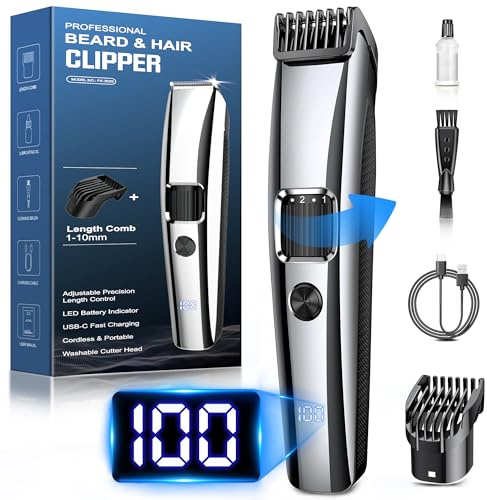 Barttrimmer Herren,Rasierer Herren Elektrisch mit Batterieanzeige, Bartschneider Trimmer Haarschneider mit ZoomRad(1-10mm),Gesichtshaartrimmer Intimrasierer Shaver,Full Body Hair Groomer für Männ,USB