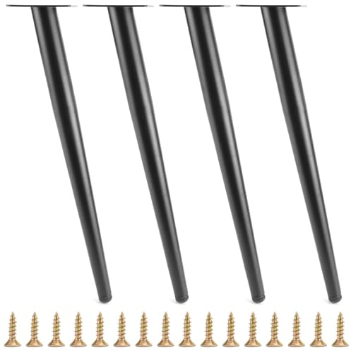 QWORK® 4er-Set Schräge Kegel Tischbeine 40 cm - Stahl Möbelbeine mit Kratzfesten Kappen für Couchtisch/Nachtständer/Schränke/Stühle