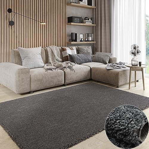 MY-RUG Shaggy Star Kuscheliger Langflor Teppich - Super Soft - 90 x 60 cm | Rutschhemmend & Pflegeleicht - 37 mm Florhöhe in Felloptik - Oeko-Tex 100 zertifiziert für Schlafzimmer & Wohnzimmer