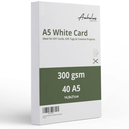 40 Zeichenkarton Weiß 300g papier A5-40 Blatt 21x14,8cm Kartonpapier | Dickes papier a5 zum drucken | Bastelkarton – Cardstock – Fotokarton – Tonkarton
