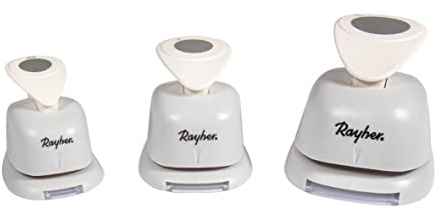 Rayher Motivstanzer Kreise, Set 3 Stanzer, Kreise 1,6cm+2,54cm+3,81cm ø, geeignet für Papier/Karton bis zu 200g/m², Weiß, 69261000