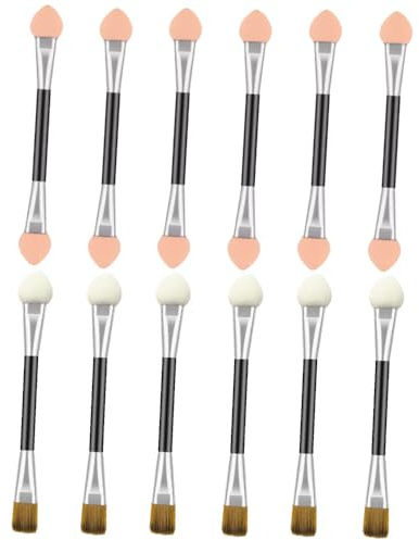 Lidschatten Pinsel, 12 Pcs Sponge Eyeshadow Brush, Lidschatten Pinsel Doppelseitige Color, Lidschattenpinsel