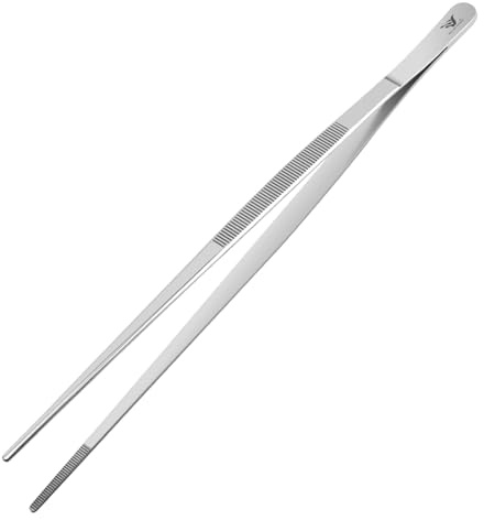 MILLION SOURCE 30cm Edelstahl Kochpinzette - profi Küchenzange mit gezackten Spitzen für Grillen, Braten, Garnieren & Servieren - Präzisionszange für Küche, BBQ & Restaurant (Silber)