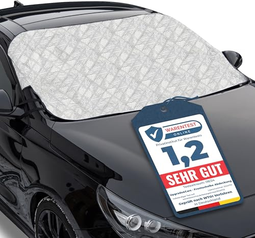 Upgrade4cars Auto Abdeckung für die Frontscheibe | Kfz Outdoor Abdeckplane für Sommer & Winter | Frontscheibenabdeckung Windschutzscheibenabdeckung Frostschutz