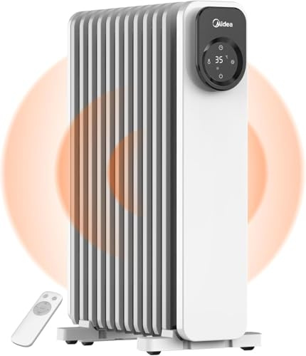 Midea NY2311-24UR Ölradiator, Mobile Elektroheizung 11 Rippen mit Fernbedienung und LED Touchscreen，Radiatoren Elektrisch Heizung mit Thermostat, 4 Modus, Überhitzungs-Kippschutz, Leise, 2300W
