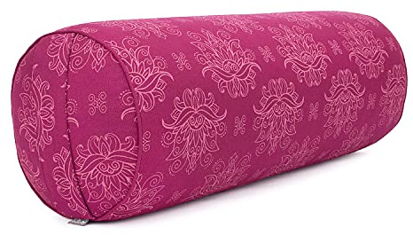 Bodhi Yoga Bolster Ø 23 cm | Maharaja Collection | Abnehmbarer & Waschbarer Bezug aus 100% Baumwoll | Yogarolle mit Bio-Dinkelfüllung | Yogakissen für Restorative & Yin Yoga