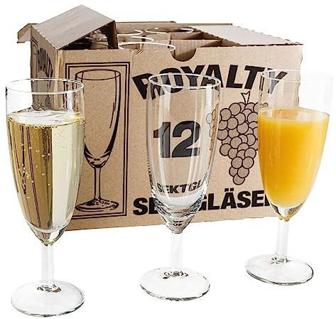 Van Well 24er Set Sektgläser - Elegante, Spülmaschinengeeignete Sektflöten für Hochzeiten und Partys - 18 cl, königliches Design