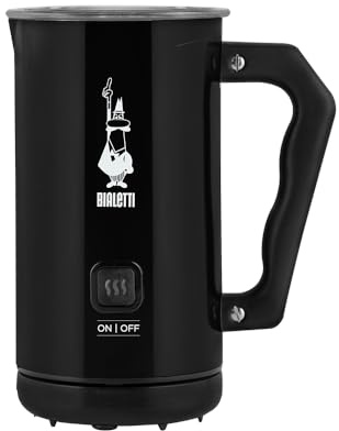 Bialetti Milch Frother Elettrico, Milchaufschäumer für Cappuccino, Fassungsvermögen 150 ml Cappuccino oder 300 ml heiße Milch, Schwarz