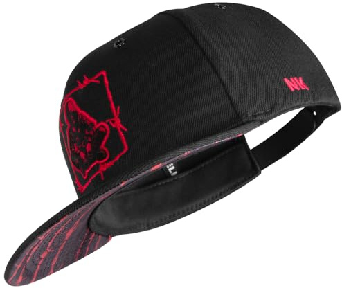 Nebelkind Snapback-Cap-Herren Damen Barbed Wire 2 Schwarz Rot, Einheitsgröße OneSize, Größenverstellbar, Unisex, hochwertige Basecap trendig, Streetwear Style, Baseball-Kappe gerader Schirm