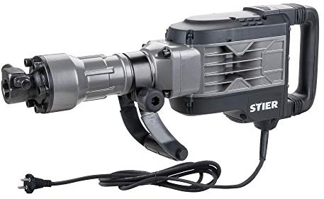 STIER Abbruchhammer SAH2000, 1700 W, 50 J, 2000 Schläge pro Min, Sechskant Aufnahme, 3 m Kabellänge, HEX-Werkzeugaufnahmesystem, inkl. Ölstandkontrolle und verstellbaren Handgriff
