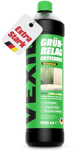 VEXIL® Grünbelagentferner Konzentrat – entfernt Algen, Moos, Pilze & Flechten – für Stein, Holz, Wände, Markissen und mehr – 1L für bis zu 100 m² – frei von Chlor & Säuren – Made in Germany