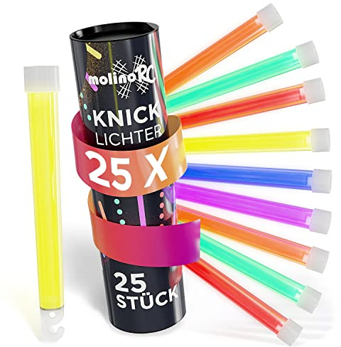 molinoRC 25x SUPER HELLE Knicklichter - Power Leuchtstab in 6 Farben für Party, Festival, Camping oder Geburtstag - Knicklichter Militär - Glow Sticks