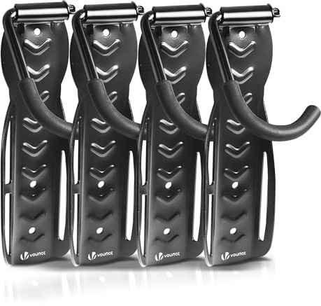 VOUNOT® 4er-Set Fahrrad Wandhalterung, Stahl Wand Fahrradhalter, Fahrrad Haken, Fahrradständer zum Aufhängen, ideal für Garage oder Keller, Schwarz