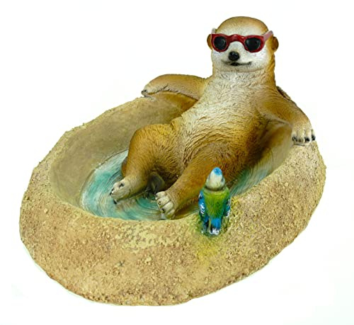 Kremers Schatzkiste Erdmännchen Eddy Vogeltränke Figur Gartenfigur 31cm Meercat Tierfigur