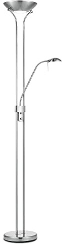 Home sweet Home LED-Stehlampe als Deckenfluter mit Leselampe - Dimmbar - Silber - 180 cm