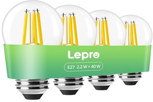 Lepro Energieklasse A E27 LED Warmweiss, 2.2W 470 Lumen Glühbirne E27, Nicht Dimmbar, G45 Led Birne, 2700 Kelvin Warmweiß, 300° Abstrahlwinkel Energiesparlampe, ersetzt 40W Leuchtmittel, 4 Stück