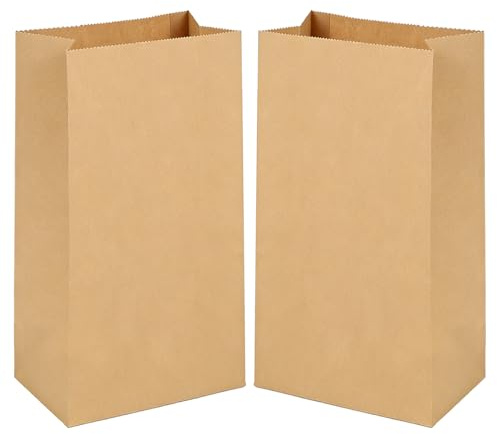 Gaoyong 100 Stück Papiertüten Braun 12x7x21.5cm Geschenktüten Klein DIY Tüten aus Papier Kraftpapiertüten für Hochzeit Candy bar Kindergeburtstag Muttertag(verdicken70gsm)