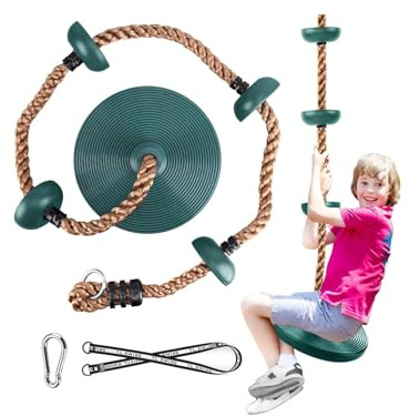 Schaukel Outdoor Kinder Kletterseil Schaukel mit Plattform, für Kinder Baum Scheibe Schaukel Kletterseil Draussen Tellerschaukel für Garten, belastbar bis ca. 200kg