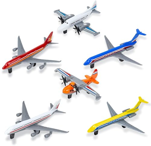LXONTSG Flieger Miniaturmodelle,6 Stück Kinder Flugzeug aus Metall, Flugzeug Modell Aus Metall, Spielzeugflugzeug für Kinder, Airplane Toy Miniatur, Multicolor, für Geburtstagsgeschenk