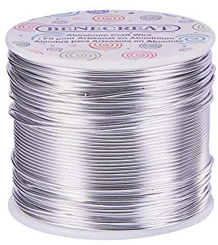BENECREAT 1.2mm Aluminiumdraht 116m Lang(380 Füße) Eloxiert Schmuck Handwerk machen Friesen Floral farbigen Aluminium Craft Draht - Silber