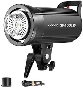GODOX SK400IIV Professional Studio Strobe Flash LED Studioblitz Videolicht Bowens Mount Blitzgeräte Kit,400W,2.4G Wireless X System,5600±200K,LED Modeling Lamp für Studio (SK400II Upgraded)
