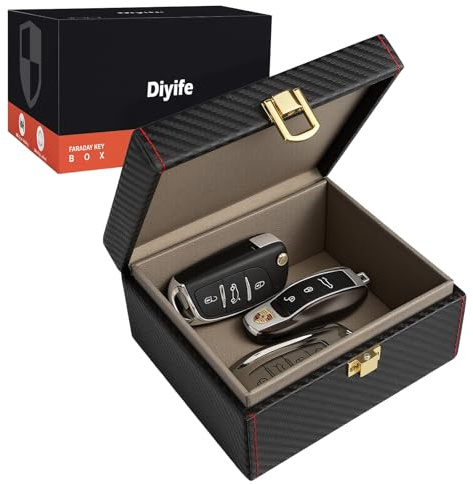 Diyife Keyless Go Schutz Autoschlüssel, RFID Blocker, 14X12,3X7,4CM | Faraday Box, Keyless Go Schutz Box, Schlüsselbox, Schlüsseletui, für Kreditkarte und Auto, Signalabschirmung