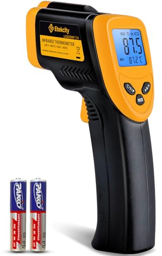 Etekcity Infrared Thermometer -50~ +450°C, IR Pyrometer Temperature Meter | Digital Laser Infrarot Thermometer für Küche, Pizzaofen, Grill, Backen - Nicht für Menschen - Gelb/Schwarz