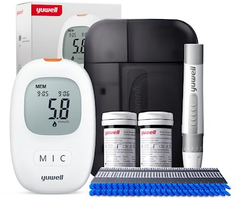 yuwell Blutzuckermessgerät Set mit Teststreifen x 50 und Lanzetten x 50, Diabetes Test ideal für den Heimgebrauch, Zuckermessgerät zur Selbstkontrolle des Blutzuckers bei Diabetes (Modell 710)