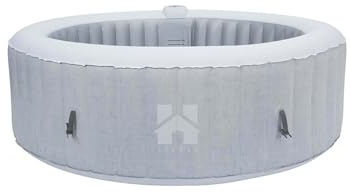 Home Deluxe - Outdoor Whirlpool - Splash - Farbe: Beton - ⌀ 208 cm, Höhe 65 cm, 130 Luftdüsen - inkl. Abdeckung, Reparaturset, Filterset I Außen Whirlpool Spa für 6 Personen