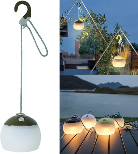 LED Campinglampe, 320 Lumen, 3 Lichtmodi, 2 Farben, 4000mAh Notstrombank | IPX5 Wasserdichte Camping Laternen USB C Wiederaufladbare LED Campinglampe für Camping, Wandern, Notfall