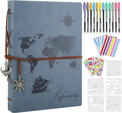 ZEEYUAN Weltkarte Fotoalbum Selbststaglten 60 Schwarze Seiten DIY Fotobuch Set Geschenk zum Muttertag Valentinstag Geburtstag und Weihnachten für Jugendliche Frauen Männer