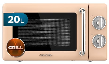 Cecotec Mikrowelle mit Grill Proclean 3110 Retro Beige Mechanische | 700 W in 6 Stufen, Timer Bis zu 30 Minuten, Auftaumodus, Vintage - Design in Beige, Stahl - Finish