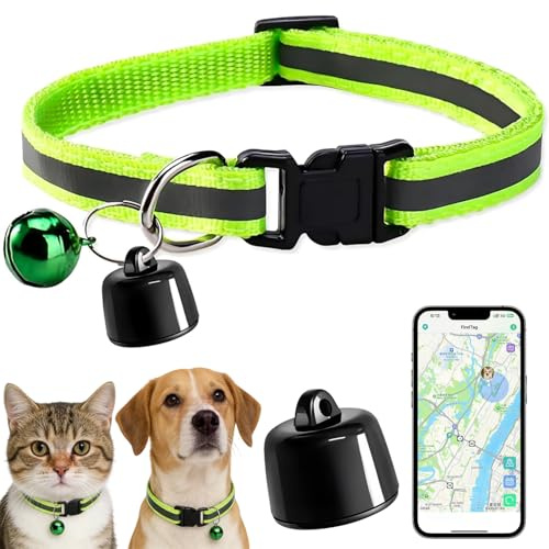 GPS Tracker Katze, GPS Tracker Ohne ABO, Mini GPS Tracker Hund Kompatibel mit Android & iOS, Haustierortungsgerät für Katzen Hunde, Taschen Gepäck Key Koffer
