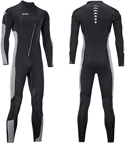 ZCCO Nassanzug Herren Frauen 3mm Neopren Frontverschluss für Tauchen Schnorcheln,chwimmen,Surfen Kaltes Wasser (Schwarz+Grau, 4XL)