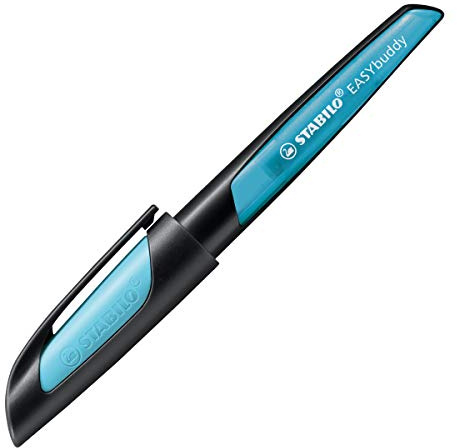 STABILO - Schulfüller mit Standard-Feder M - EASYbuddy in schwarz/himmelblau - blau (löschbar) - inkl. Patrone