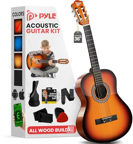 Pyle Akustikgitarre für Anfänger, 3/4 Junior-Größe Instrument für Kinder, Erwachsene, 91,4 cm Sun Burst