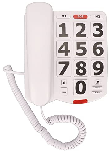 ciciglow Großes Tastentelefon für Senioren, Extra Lauter Klingelton, Einstellbare Lautstärke und Langes Kabel, Schnurgebundenes Telefon für Hör- und Sehbehinderte Telefone