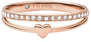 Fossil Ring Für Frauen Vintage Glitz, Länge: 21,5 X 20 X 6 Rose Gold Edelstahl Ring, JF03460791