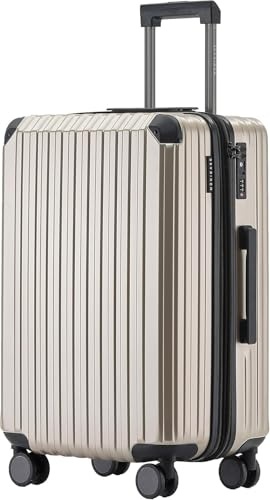 Münicase L Hartschalenkoffer 66 cm Erweiterbar mit TSA-Schloss, Leise Doppelrollen, Mittelgroßer Reisekoffer, Champagner