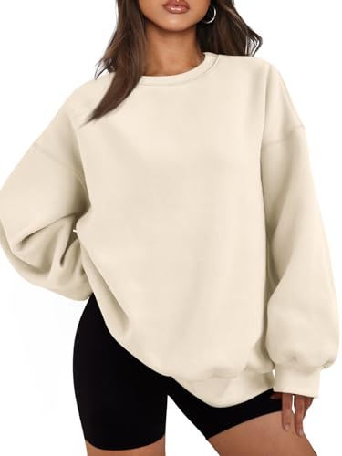 EFAN Damen-Sweatshirt, übergroß, Fleece, Rundhalsausschnitt, lässiges Oberteil, bequem, Herbst, modische Outfits, Winterkleidung 2026