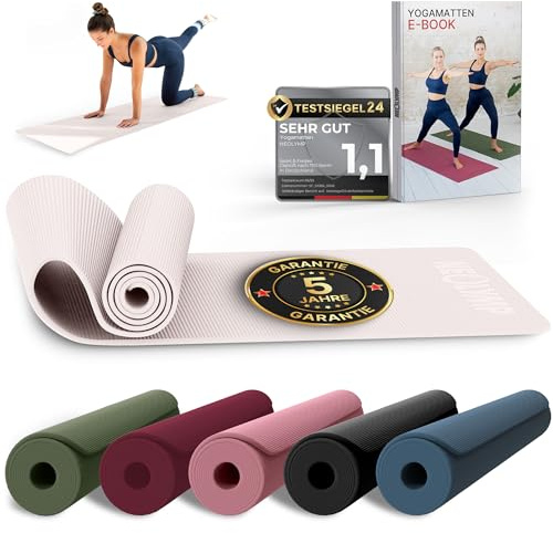 NEOLYMP Yogamatte rutschfest & gelenkschonend – Gelenkschonende Gymnastikmatte & Fitnessmatte für Zuhause – 183x61cm Trainingsmatte aus PVC – Sportmatte für Yoga, Pilates – E-Book & Video Übungen