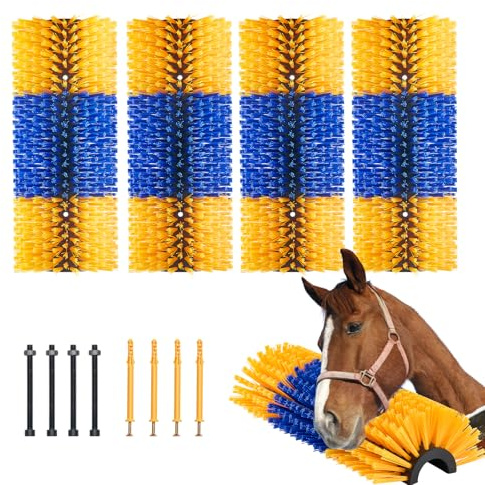 VEVOR Kratzbürste, 4er-Set Pferdebürste mit 8 Schrauben, 51x19x10cm Kuhkratzbrett, zur Linderung von Juckreiz & zur Reinigung, Fellpflege, Scheuerbürste, Kratzbaumbürste für Pferde, Schweine & Rinder
