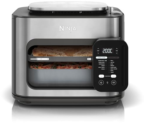 Ninja Combi 12-in-1 Multikocher, Ofen & Heißluftfritteuse, 12 Kochfunktionen, Air Fryer & Grillen Zubereitung in 15 Min*, mit Backblech, Pfanne, Crisper Gittereinsatz, Rezeptanleitung, Grau, SFP700EU.