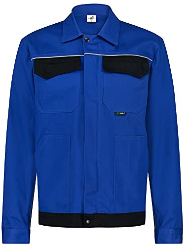 BWOLF ARES 100% Baumwolle Arbeitsjacke Männer Arbeitsjacke Herren Arbeitsjacke Bundjacke (Königsblau/Schwarz, 2XL)