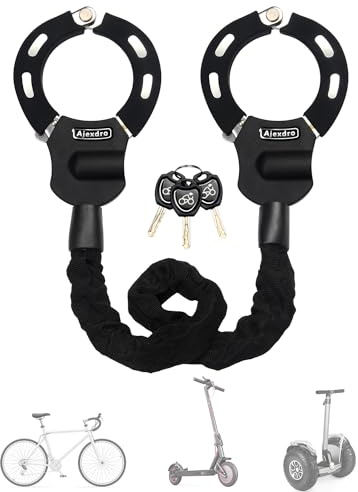 E Scooter Schloss, Handschellenschloss mit Schlüssel, Schloss für E Scooter mit Gummi-Lock-Hülse, Fahrradschloss Hohe Sicherheit, 90cm, Ideal für E Roller, Fahrrad, Kinderwagen (Tastensperre A)