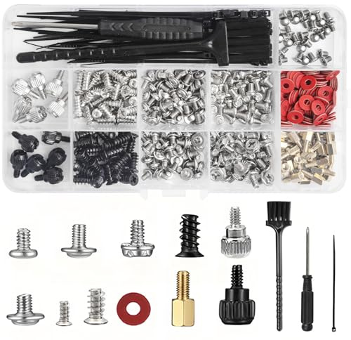Seconero 422 Stück PC Schrauben Set, Mainboard Schrauben, SSD Schraubenset | #6-32 M3 M5 Schraubenset, PC Motherboard Computerschrauben Abstandshalter Kit für Festplattenlüfter, Gehäuse, CD-ROM, Laptops