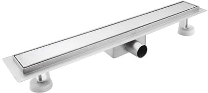 sunrik Duschrinne 60 cm, Befliesbar Duschrinne extra flach, Edelstahl Bodenablauf Komplettset mit Siphon Haarsieb